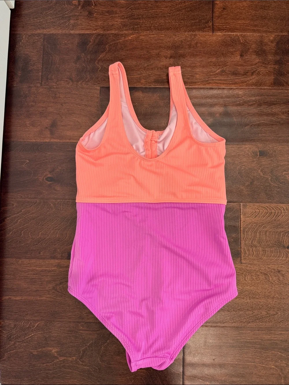 Justice Girls One-Piece Swimsuit Bathing Suit Neon Coral Fuchsia, Girls XL/16-18